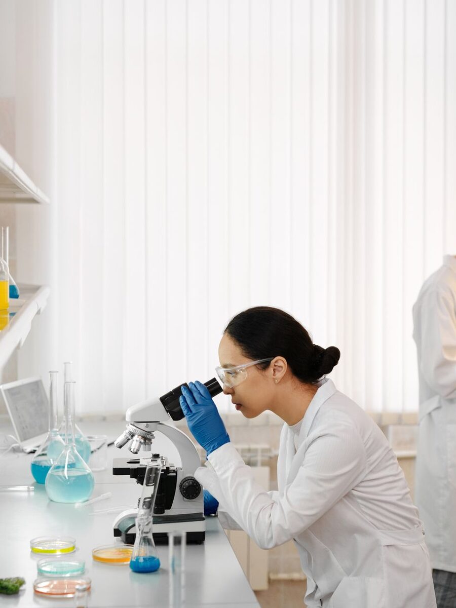 Scientists working in a modern laboratory