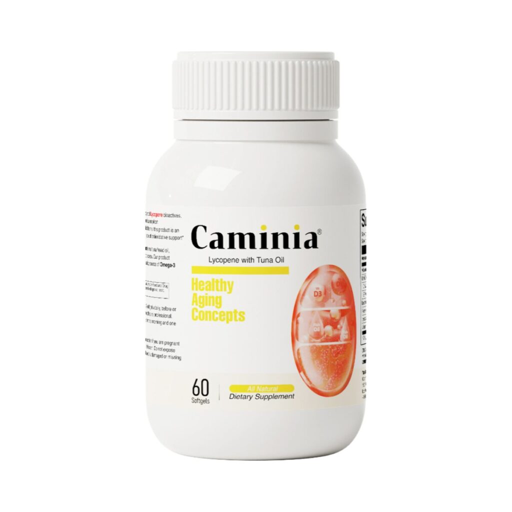 Bottle of Caminia Lycopene with Tuna Oil, 60 softgels